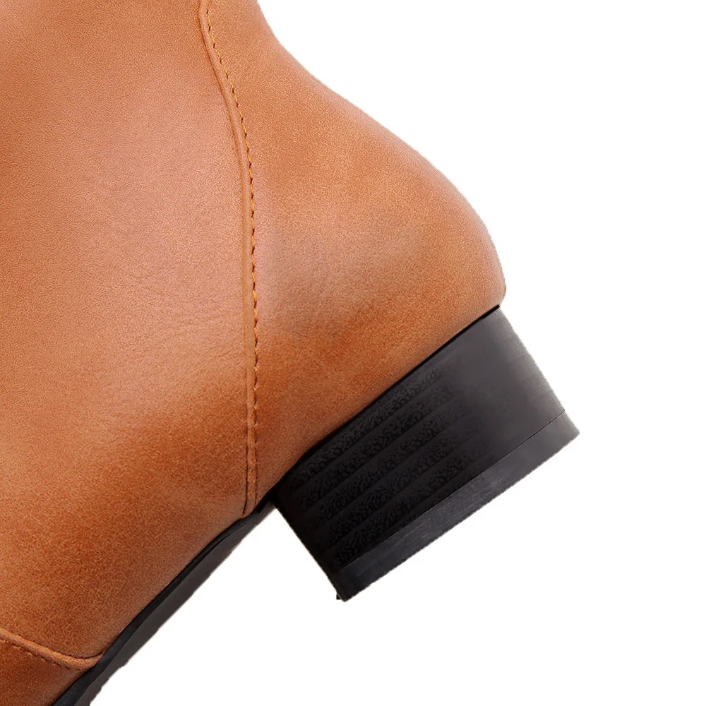 Brand New Winter Fashion Black Yellow Women Knee High Boots Chunky Med Heels Lady Riding Shoes EK833 Plus Big Size 10 32 47 | Обувь