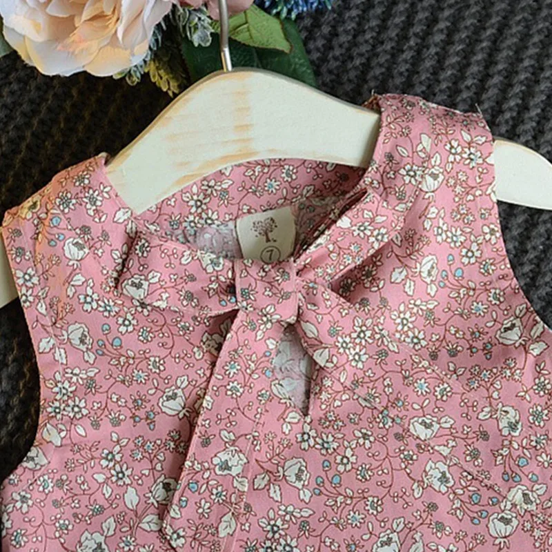 Новинка 2017 костюм для девочек с цветочным принтом жилет + однотонные брюки