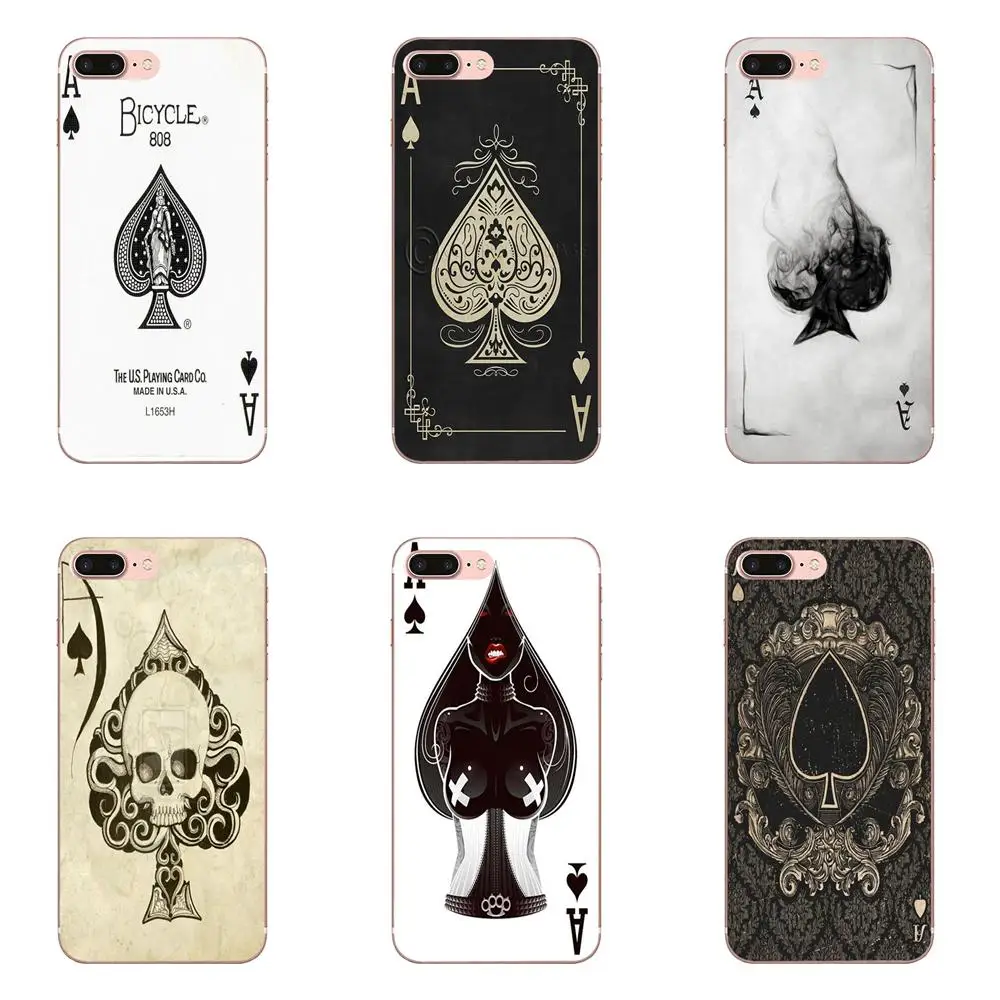 Для Huawei P8 P9 P10 P20 P30 Mate 7 8 9 10 20 Lite Plus Pro 2017 прозрачный чехол защитный Poker Spades A