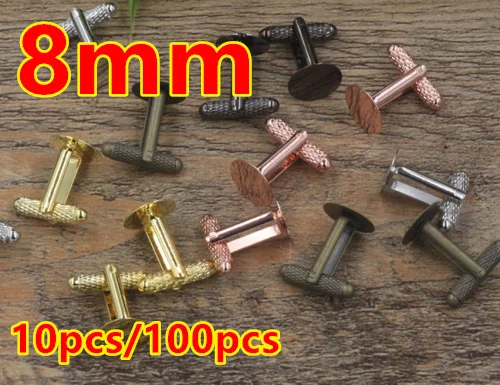 

Cabochon 8mm Antique Bronze/Silver/Gold/Black French Flat pad Cuff Link blanks Tray/Reg Mail,Cufflink Base Sets Screw rod