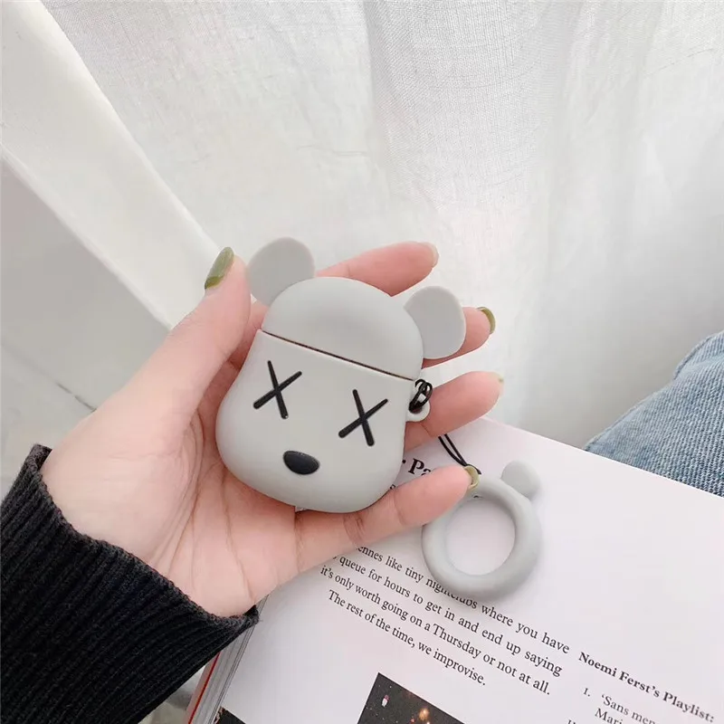 High Quality Silicon Cute Cartoon violent bear Soft Bluetooth Wireless Earphone Cases for Apple AirPods 1/2 Earphones Box |