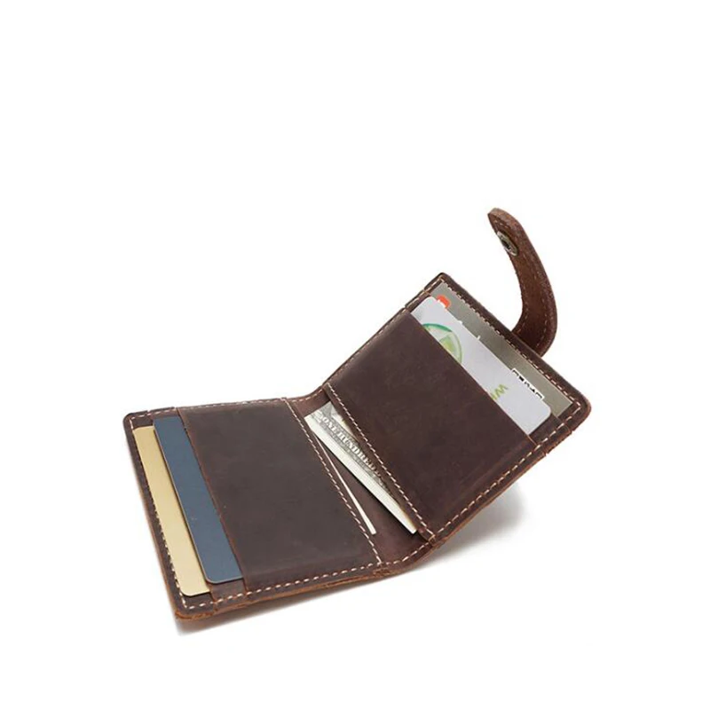 Кожаный мужской кошелек винтажный маленький cartera hombre два сложения короткий на