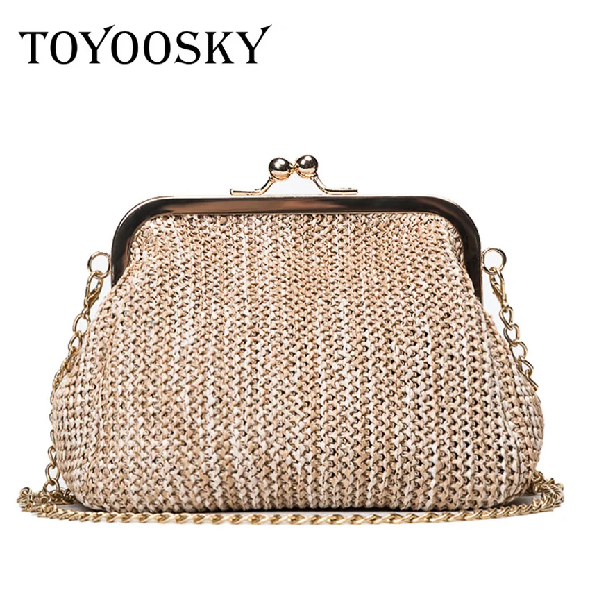 Женская сумка с цепочкой TOYOOSKY летняя Соломенная Сумка ракушка пляжная для отдыха