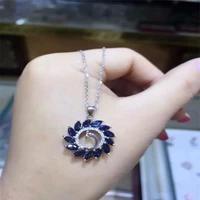 kjjeaxcmy boutique jewels 925 pure silver inlay natural shandong sapphire wave flower phoenix style pendant necklace