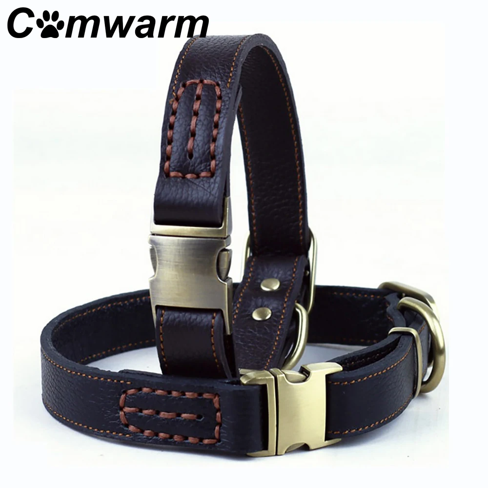 Comwarm из натуральной кожи лучший ошейник для собаки принадлежности собак
