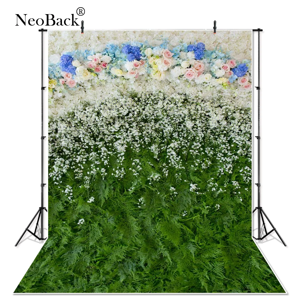 

NeoBack Виниловый фон для фотосъемки Романтические цветы зеленый Шампань занавески свадебные фоны фотостудия фоны P4114