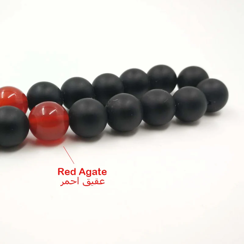Мужской браслет матовый черный агат Tasbih турецкий стиль мусульманский Черный