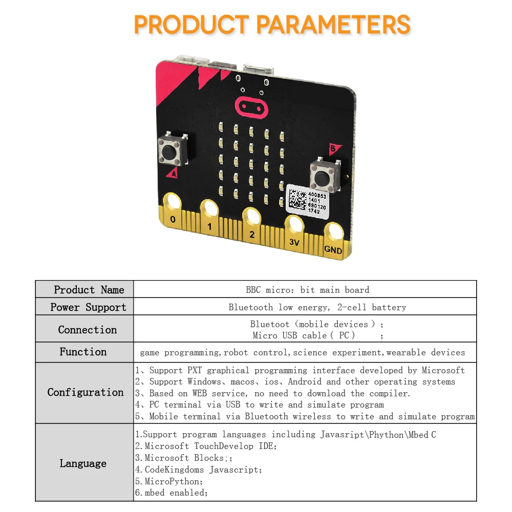 BBC Micro: бит основная плата NRF51822 Bluetooth для детей стартер для программирования/поддержки windows, iOS и т. д