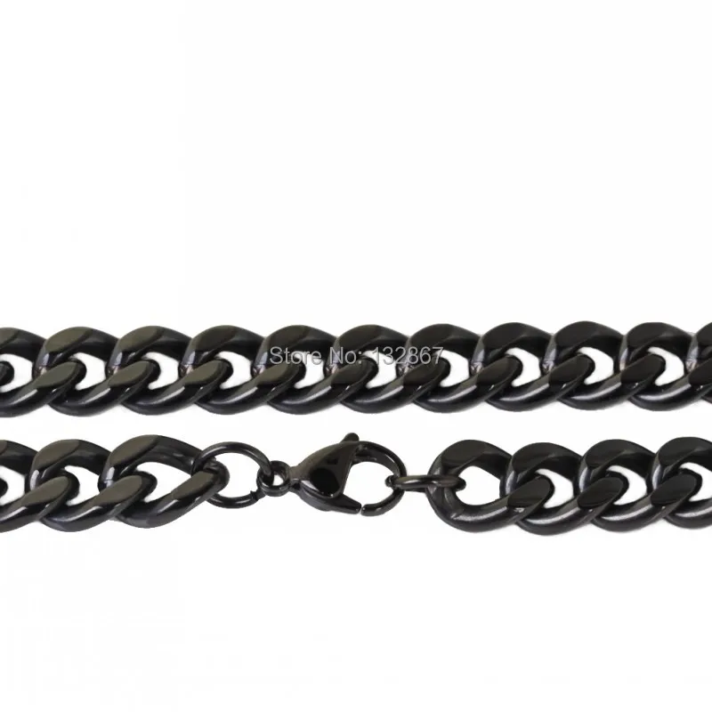 Мужская Черная цепочка из нержавеющей стали 11 мм панцирное ожерелье 24 ''для