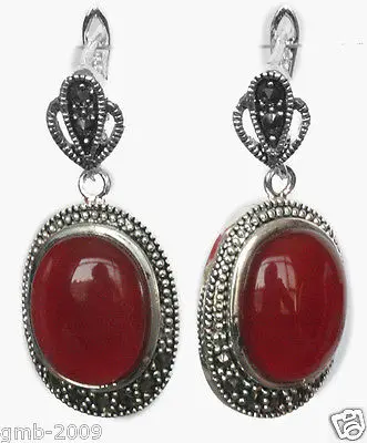 Красивая 925 11/2 &quotСеребряный натуральный красный Натуральный камень марказит