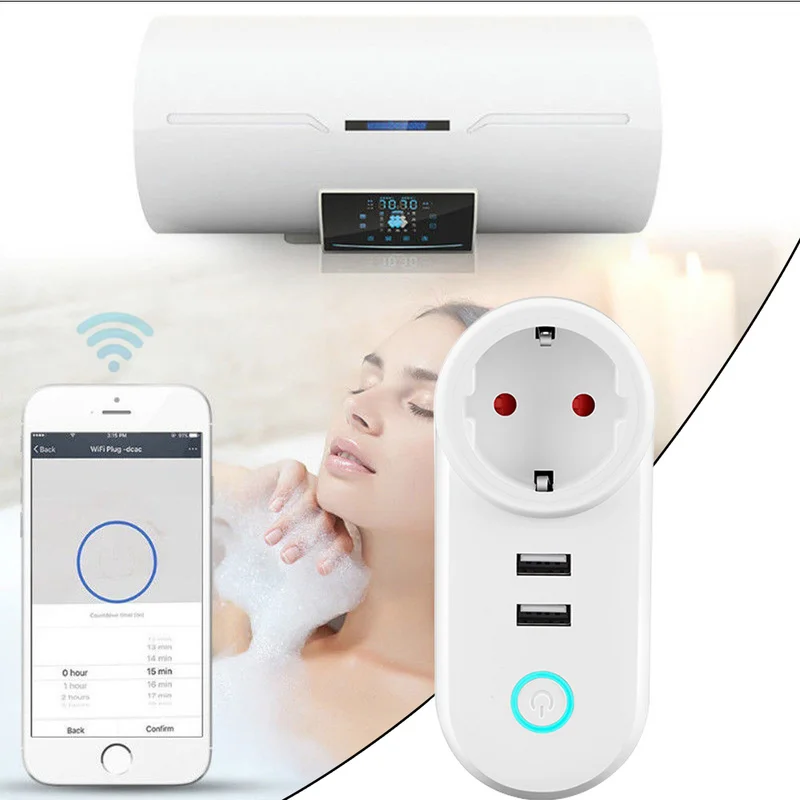 удлинитель розетки Wi Fi Smart Plug с двумя портами usb Синхронизация розетка