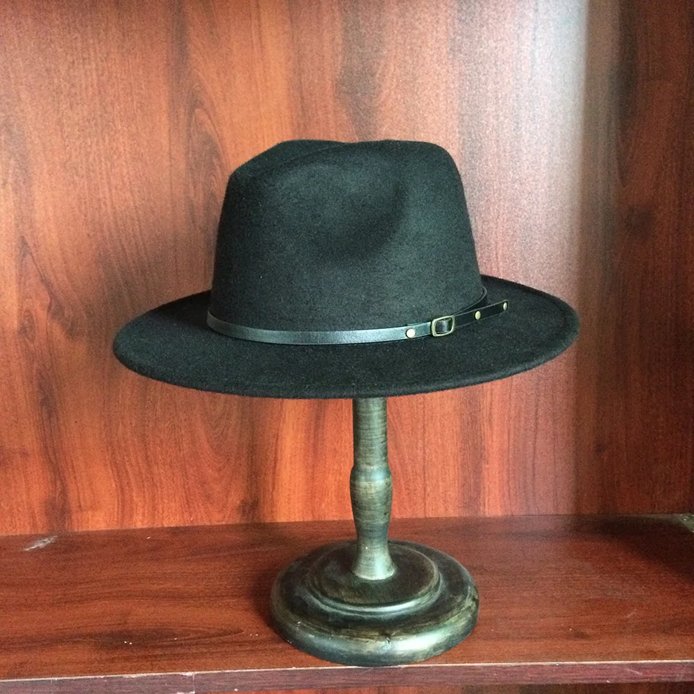 Шляпа Fedora из шерсти для женщин и мужчин с кожаной лентой элегантные женские