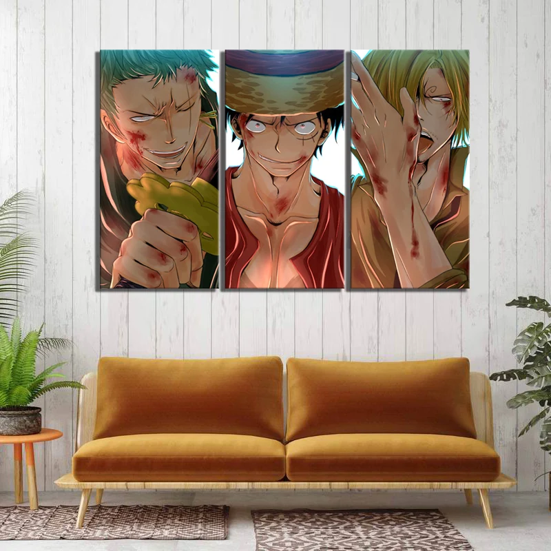 3 шт. HD мультипликационные картины фаната Luffy & zoro sanji цельный аниме постер комикс