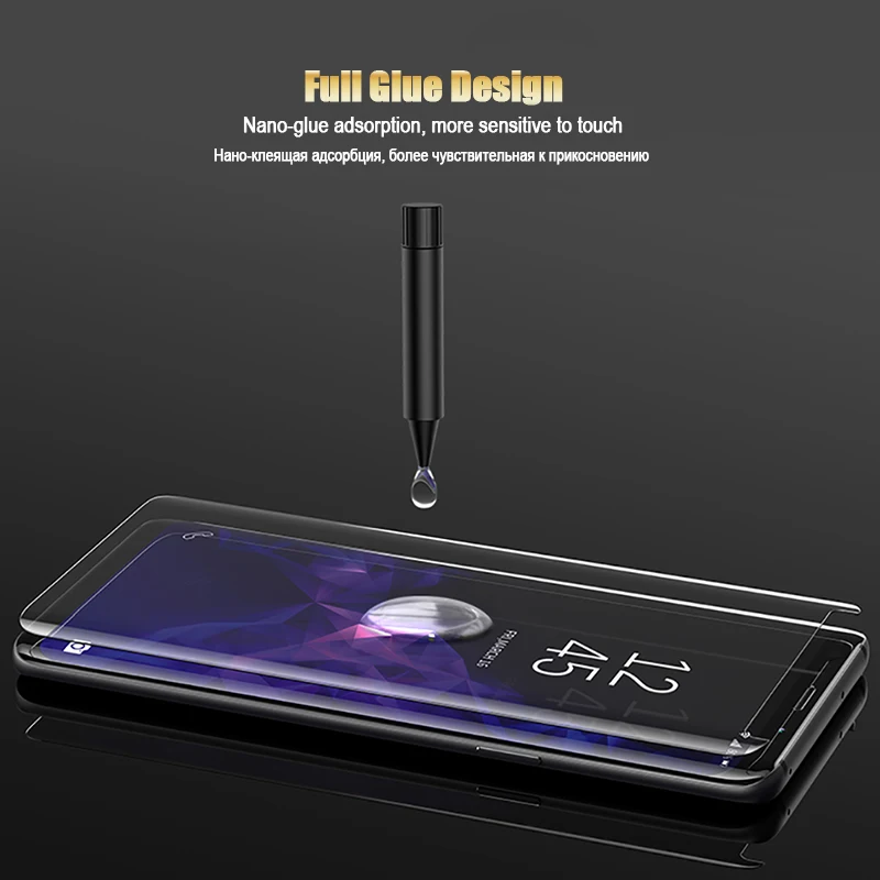 Закаленное УФ стекло с полным покрытием для Samsung Galaxy S9 S8 S6 Edge Plus Note 8 9 защитная