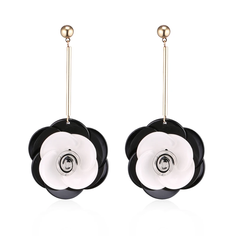 Temperament Big Acrylic Rose Flower Drop Earrings For Women Bohemian Holiday Party Jewelry Red Green White/Black | Украшения и