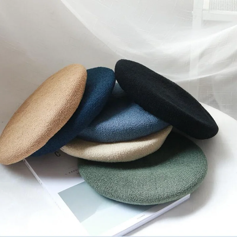 Лидер продаж 2021 дешевый модный берет новинка Женская однотонная шапка сезон