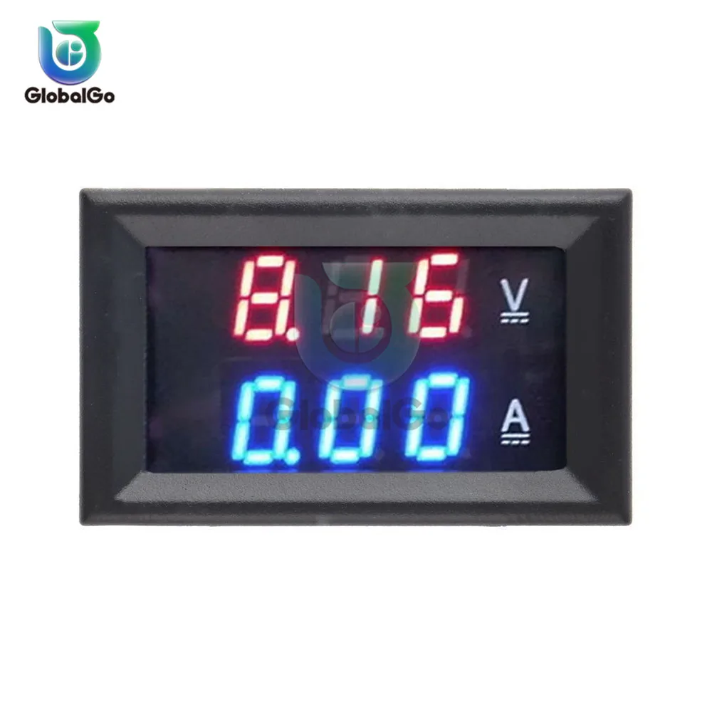 DC/100 V/10A цифровой амперметр вольтметр Синий Красный светодиодный двойной