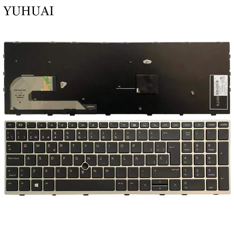 Новая испанская клавиатура для ноутбука hp EliteBook 850 G5 серебряная рамка с указателем