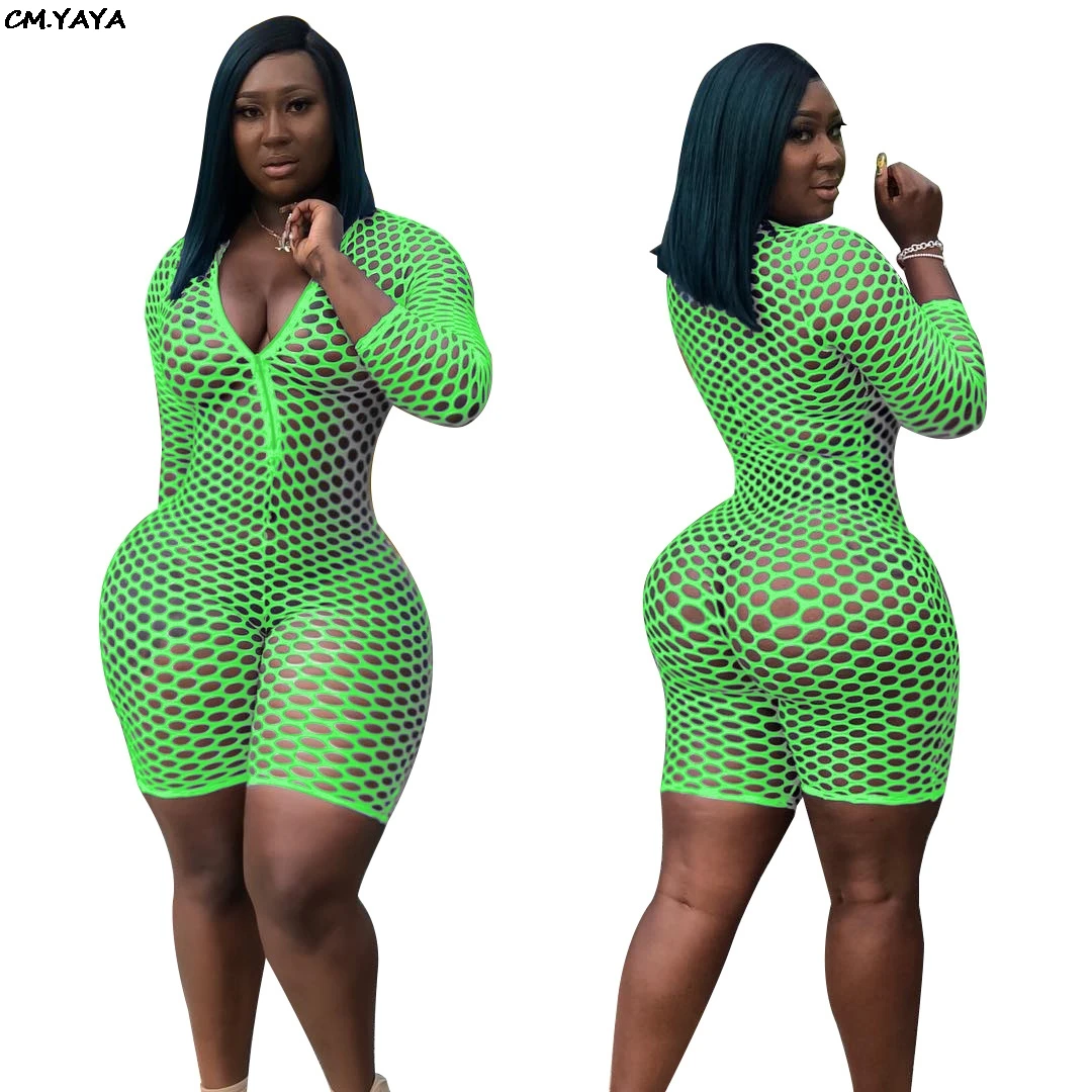 Новинка 2019 женский летний газовый сетчатый прозрачный комбинезон до колен с