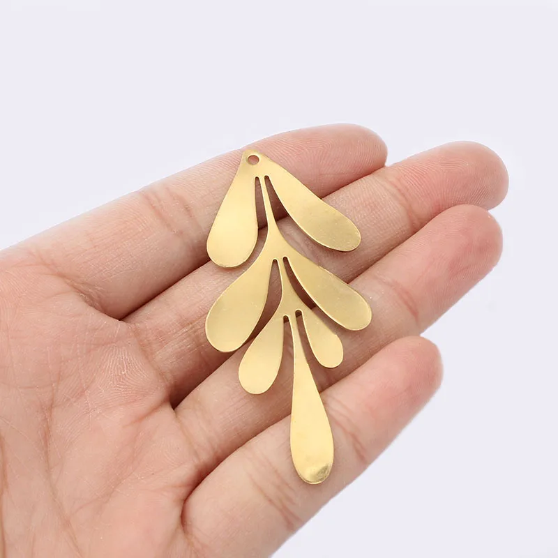 

20pcs Raw Brass Flower Leaf Charm Pendants For DIY Jewelry Necklace Making Finding Handmade Crafts Multi-leaf Charms Accessories