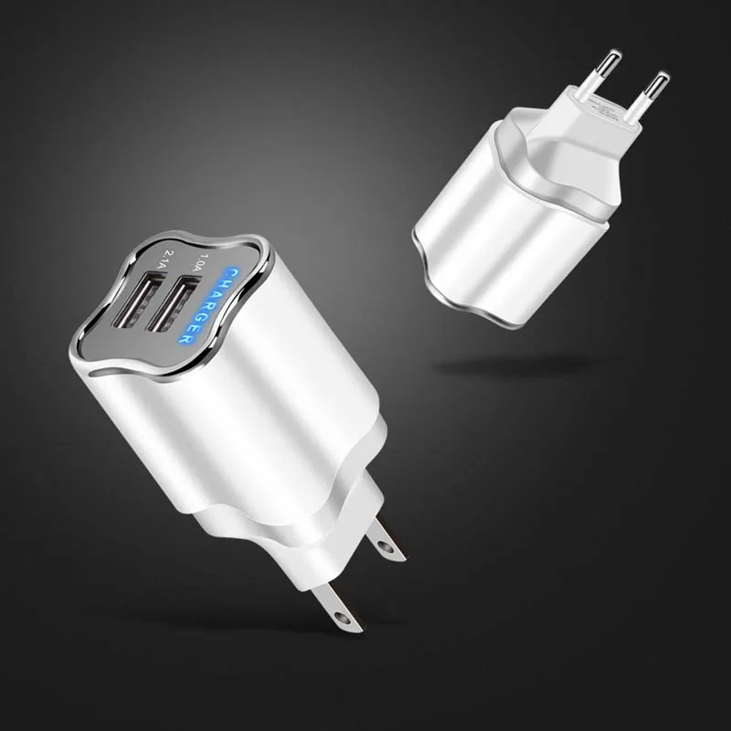 Настенное зарядное устройство с двумя портами USB 5В 2А светодиодный осветительный