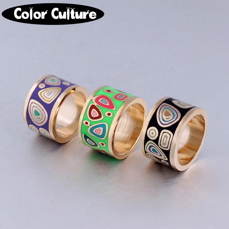 Модные эмалевые ювелирные изделия кольцо из нержавеющей стали шириной 13 мм