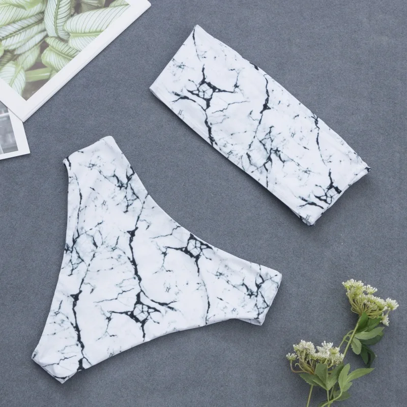 2019 сексуальный бандо женский бикини ретро-набор с принтом Горячая летняя пляжная