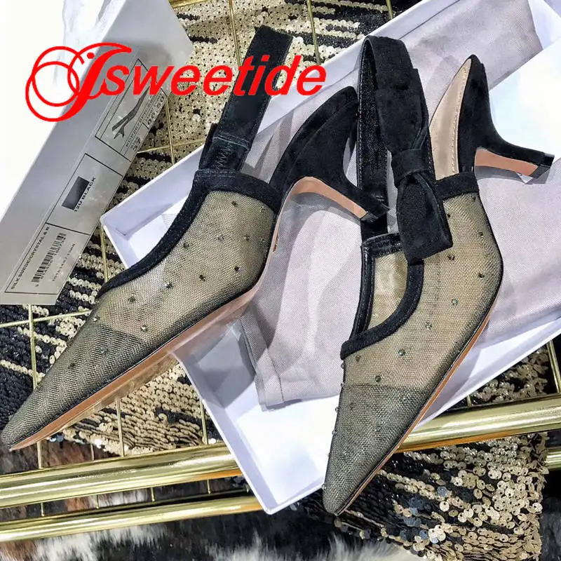 Сандалии женские сетчатые на высоком каблуке модные дизайнерские босоножки с