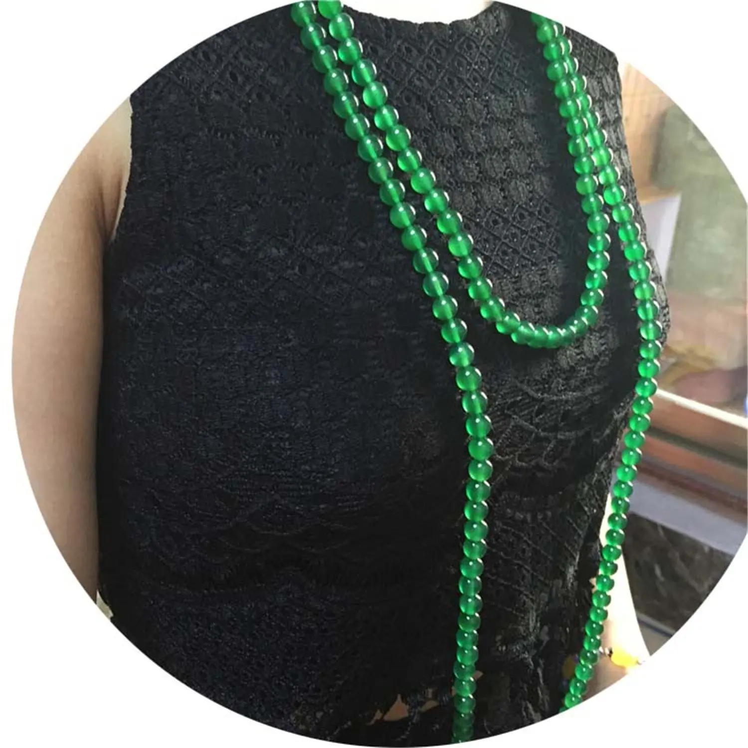 Зеленый нефрит камень агат бисера Цепочки и ожерелья Strand 8 мм 65 ''ювелирных