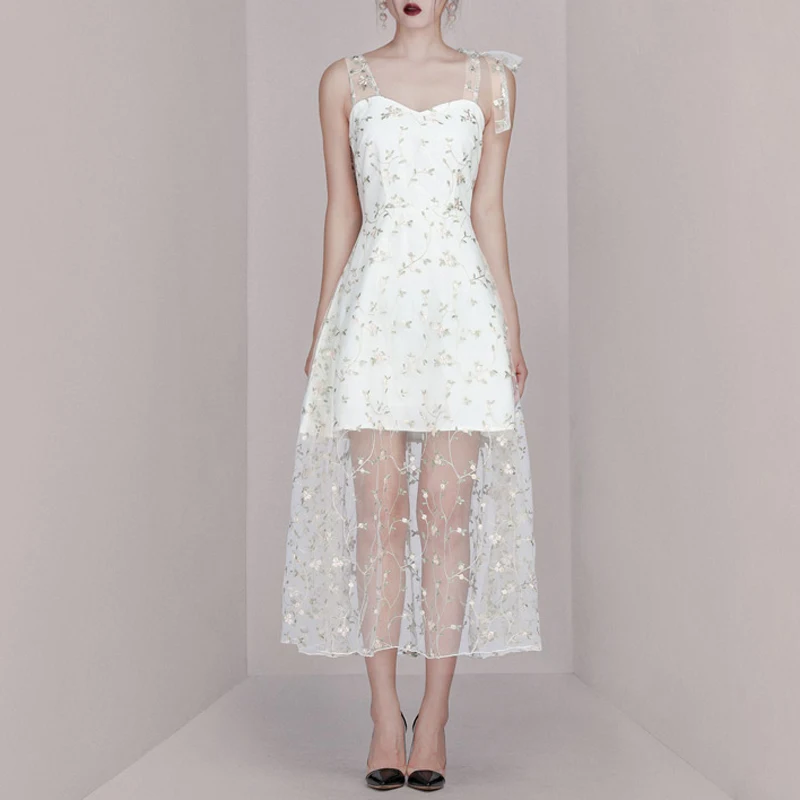INDRESSME 2019 новый сексуальный милый кружевной Вышитый цветочный фотосетчатый наряд