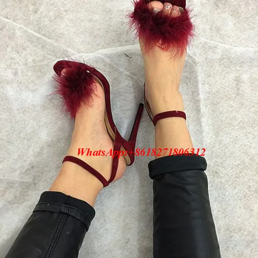 Замшевые сандалии гладиаторы 2018 черные белые бордовые розовые с мягким мехом