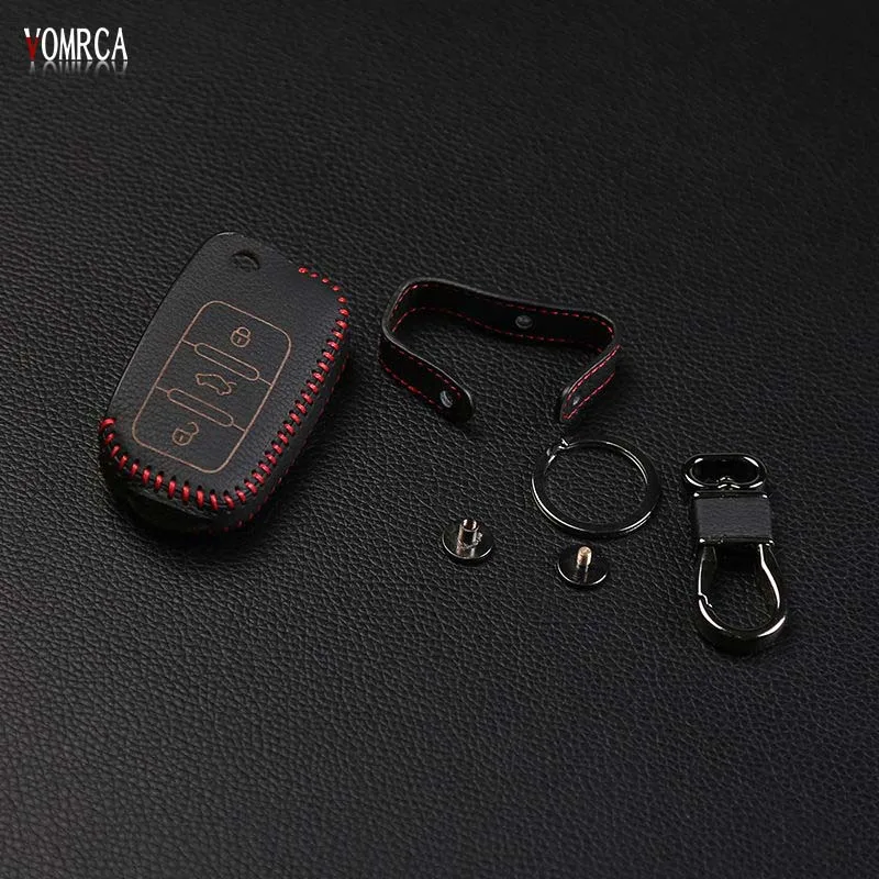 Высококачественный чехол для ключей VW MK6 Tiguan Passat Golf POLO bora Skoda 3 кнопки кожаный