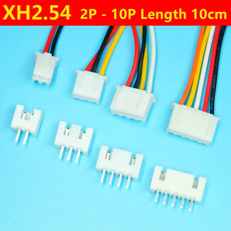 10 комплектов XH 2 54 мм Штекерный кабель см 2/3/4/5/6/7/8/9/10 Pin провод 26AWG Whit прямой