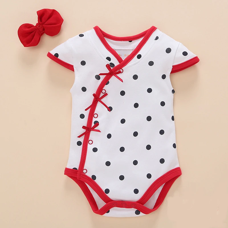 2017 боди для маленьких девочек Модный китайский стиль Одежда в горошек