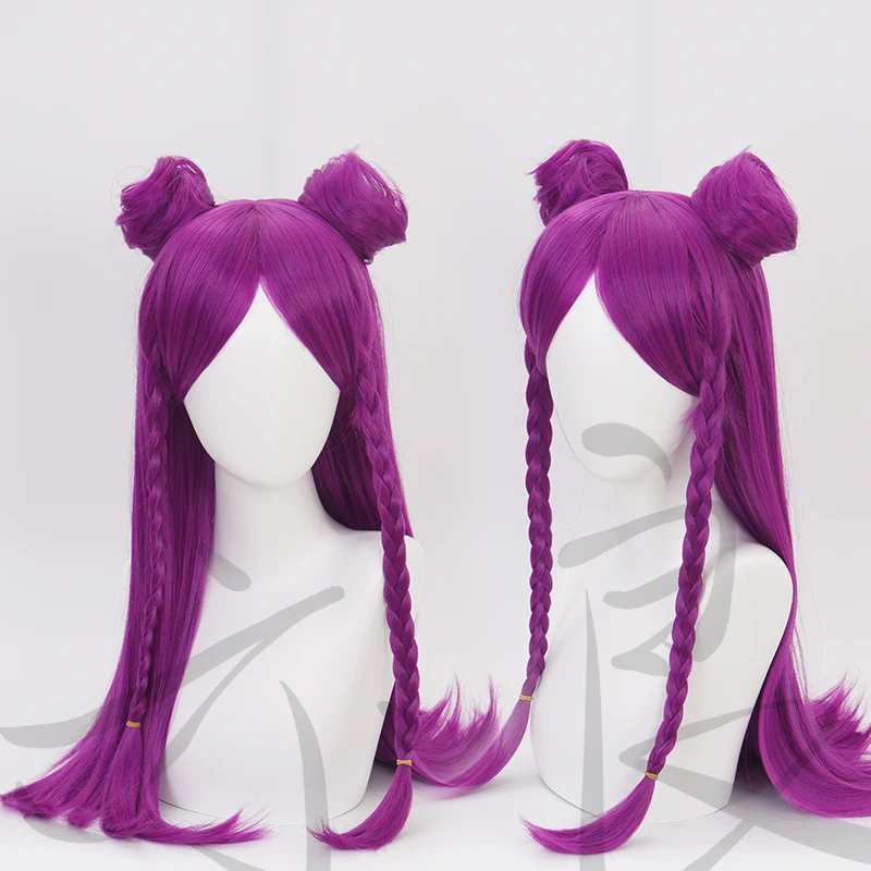 

LOL K/DA Kaisa Cosplay Wig for Women Long Straight Heat Resistant Synthetic Hair Game Costume Party Braided Wig Purple