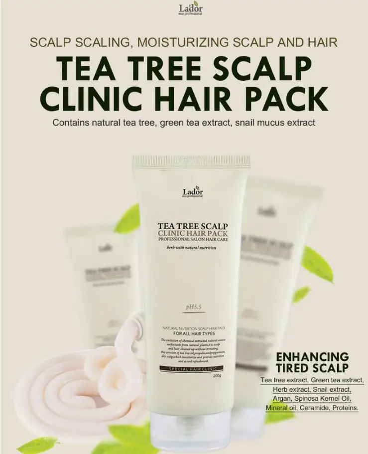 LADOR tea Tree Scalp Clinic Hair Pack 200 г маска для волос увлажнение поврежденных волос Кератиновое восстановление кожи головы Кондиционер для волос