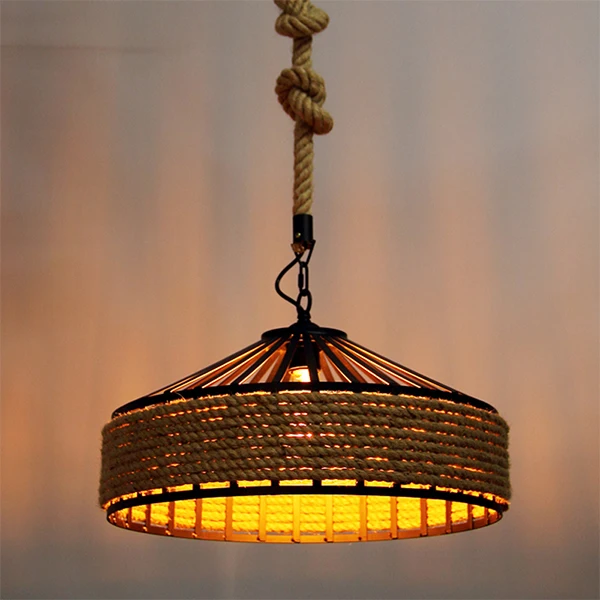 Лампа подвесная из хлопкового веревочного света магазин одежды ретро промышленный ветер личность творческий ресторан кофейня.