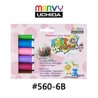 Marvy тканевая ручка 6A/6B/10A/12A/30A цветные маркеры ручки нетоксичные DIY граффити живопись одежда Маркеры Ручка - Цвет: 560-6B