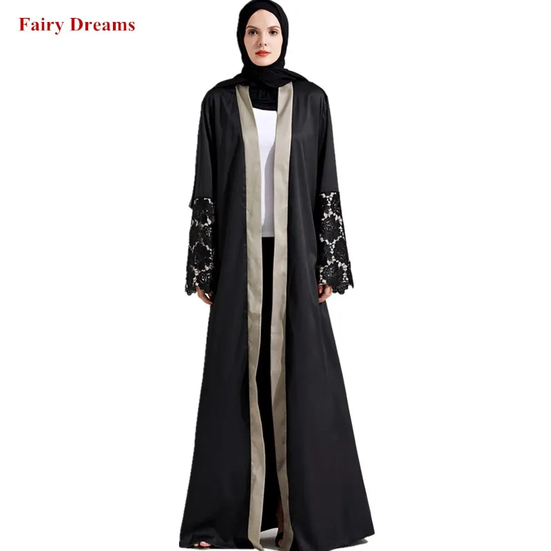 Рамадан черный Открытый abaya Дубай Турецкая индейка Бангладеш Болеро