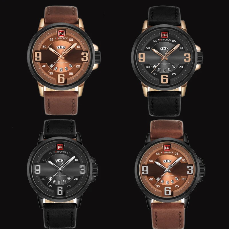 Мужские s часы лучший бренд класса люкс NAVIFORCE спортивные мужские военные кожаные