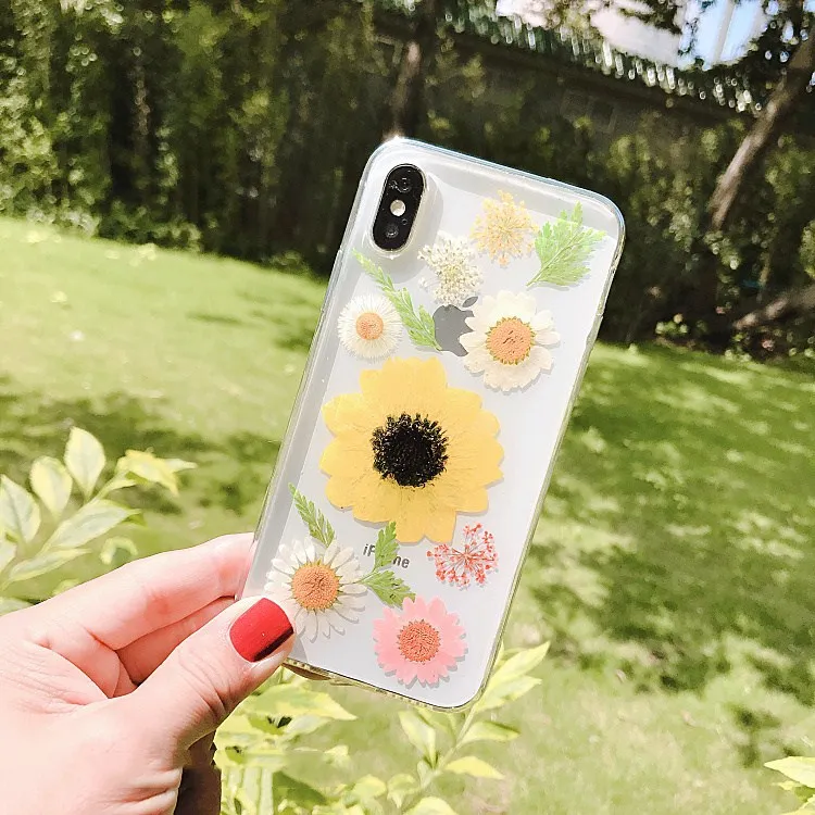 Настоящие гербарий для iPhone X XS MAX XR 8 8 Plus 7 7 Plus 6 6S 6S Plus чехол Чехол задняя оболочка бампер Ins модный защитный ковер