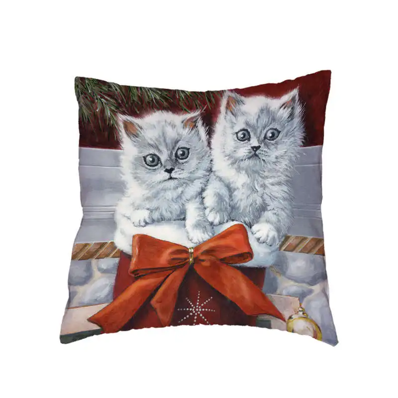 Dog Christmas Pattern Comfortable Sofa Cover Santa Printed Pillow Holiday Decorations Car Room Polyester Braz | Дом и сад