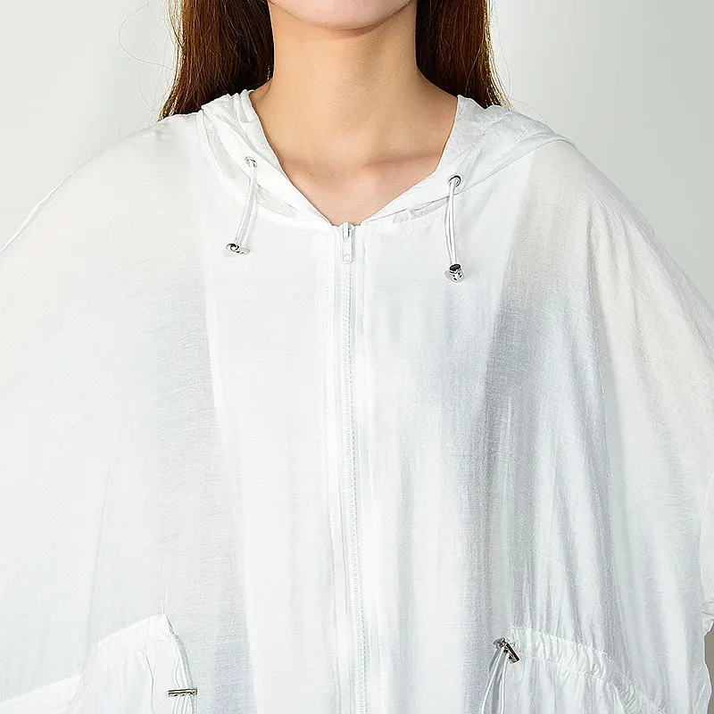 Женский плиссированный свитер XITAO Тонкая блузка большого размера с капюшоном и