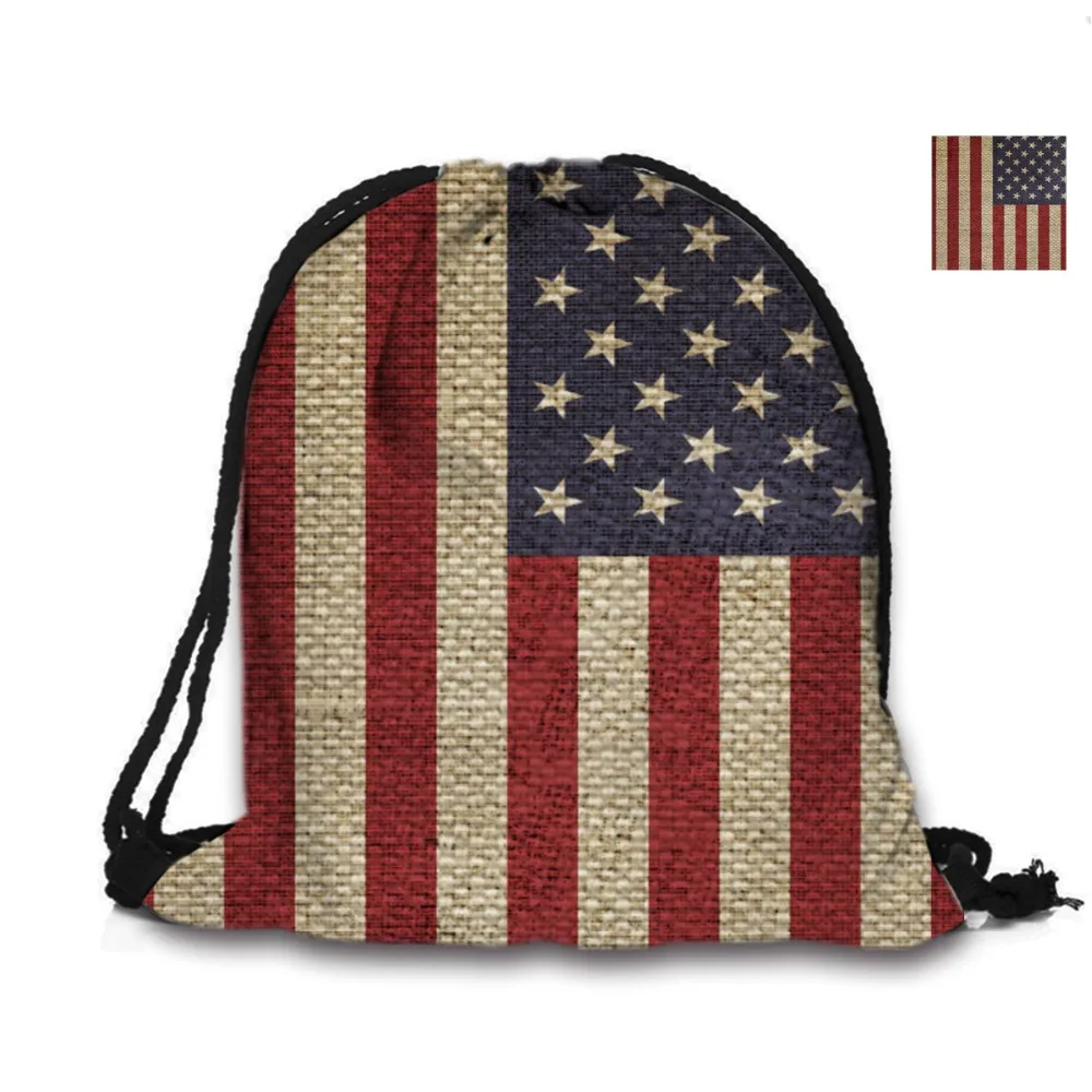 Рюкзак на шнурке с принтом американского флага для пляжа школьный рюкзак покупок