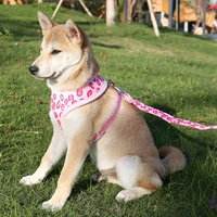 cute pet dog harness leash set leopard adjustable 2 size pink safety control vests carrier dog cat leads for puppy pet supplies
