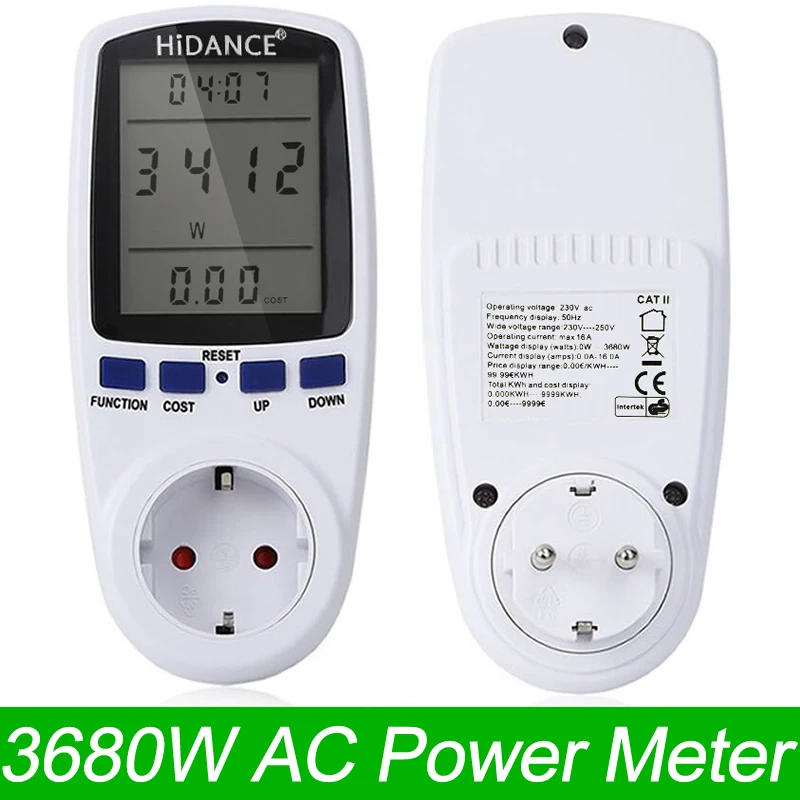 HiDANCE AC измерители мощности 220 В цифровой ваттметр ЕС счетчик энергии ватт монитор Потребление электроэнергии измерительная розетка анализатор