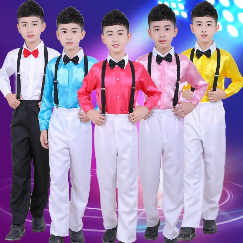 Детский джазовый костюм на лямках для мальчиков балета хорового выступления