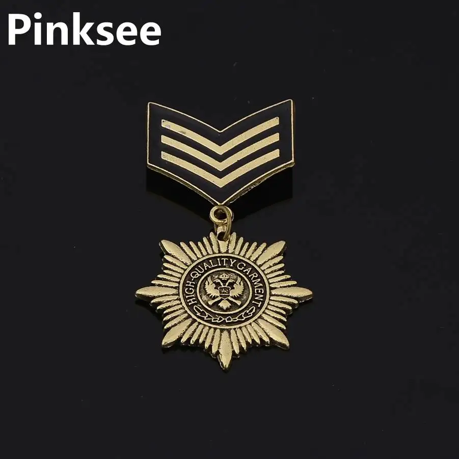 Ретро Звезда Форма трендовая армия Брош булавка Готическая бронзовая военная