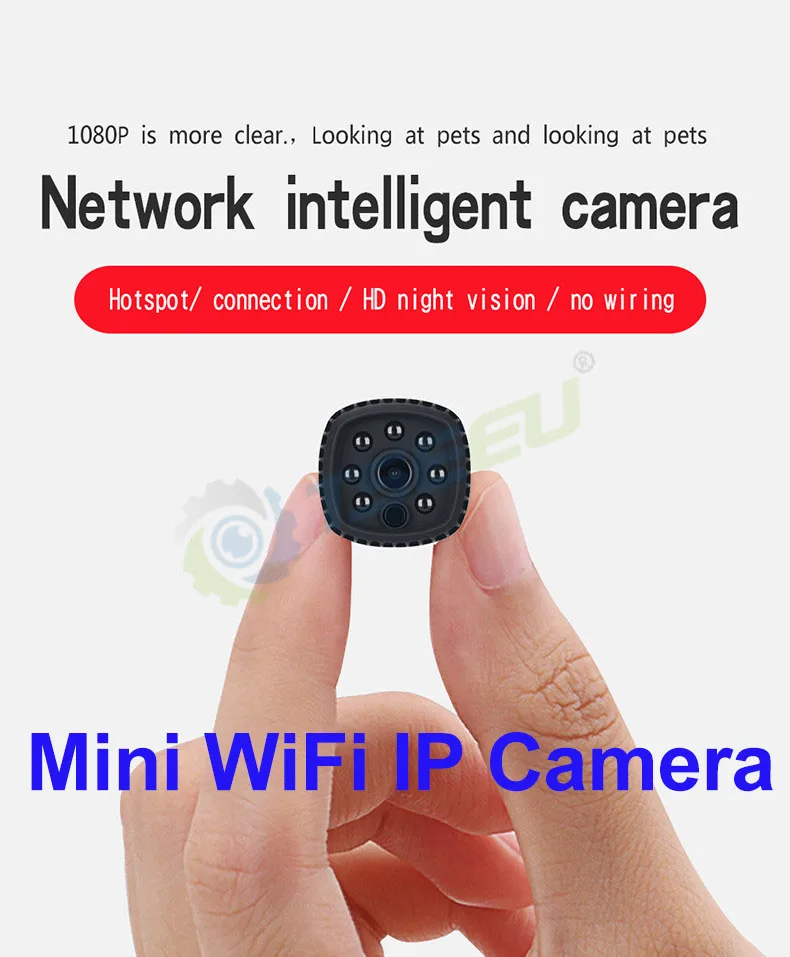 1080P HD мини портативный ночного видения wifi удаленно монитор ip камера LED не блеск