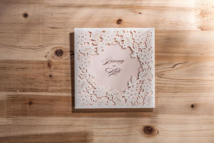 Лазерная резка 3D Цветочный дизайн персонализированные сложенном Свадебные